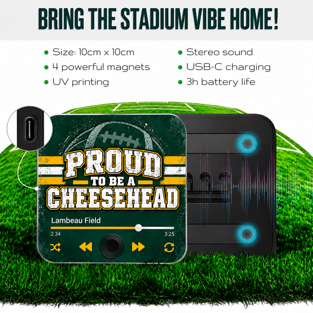 Green bay Football Musical Magnet - Proud to be a Cheesehead
