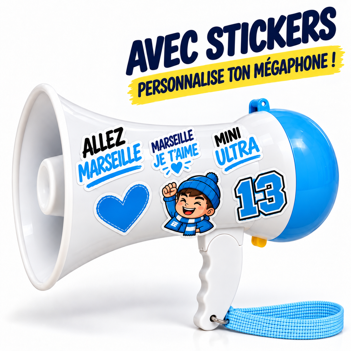 Mini Mégaphone de supporter Marseille